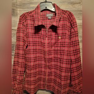 Womens Woolrich Zip Front Wool Blend 2042 RUBY PLAID Fall Heavy Shirt Jacket Xl